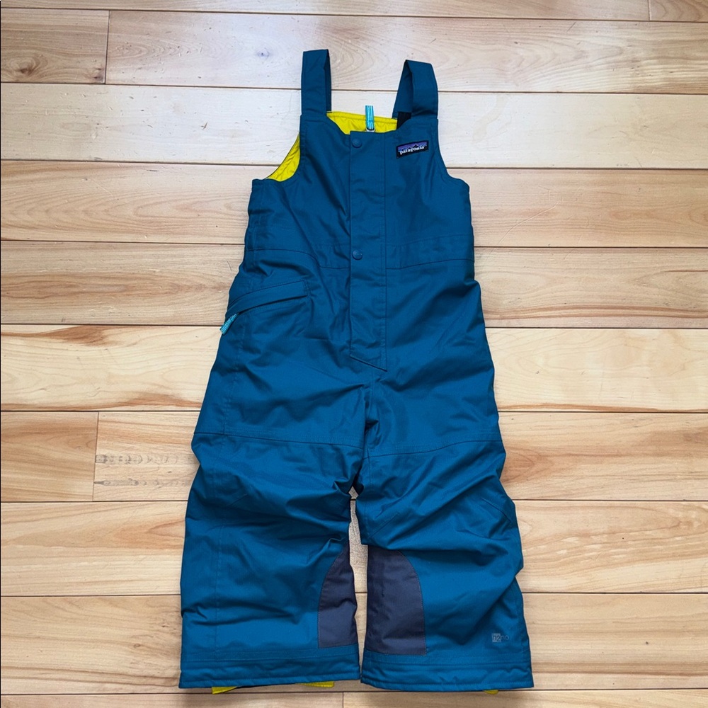 Patagonia Kids H2No Snow Bib 3T Teal and Yellow Like New